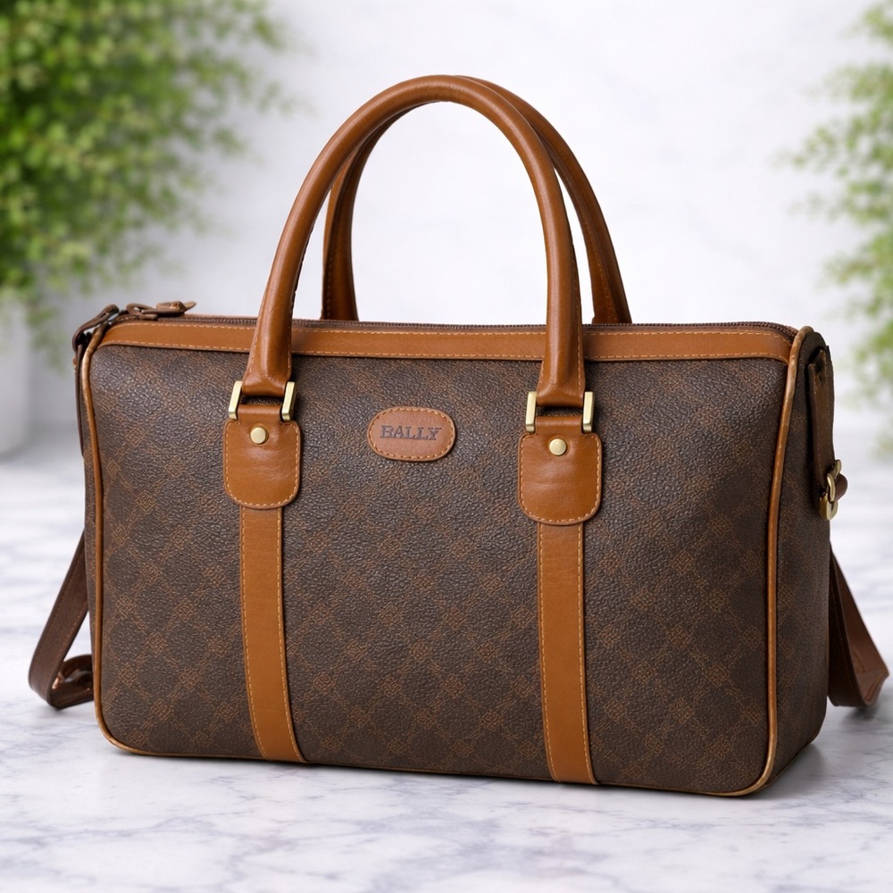 Bally Two-Tone Brown Leather Boston Bag - Picture 3 of 16